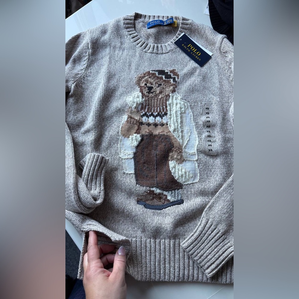 Ralph Lauren Tan Bear Crewneck Sweater